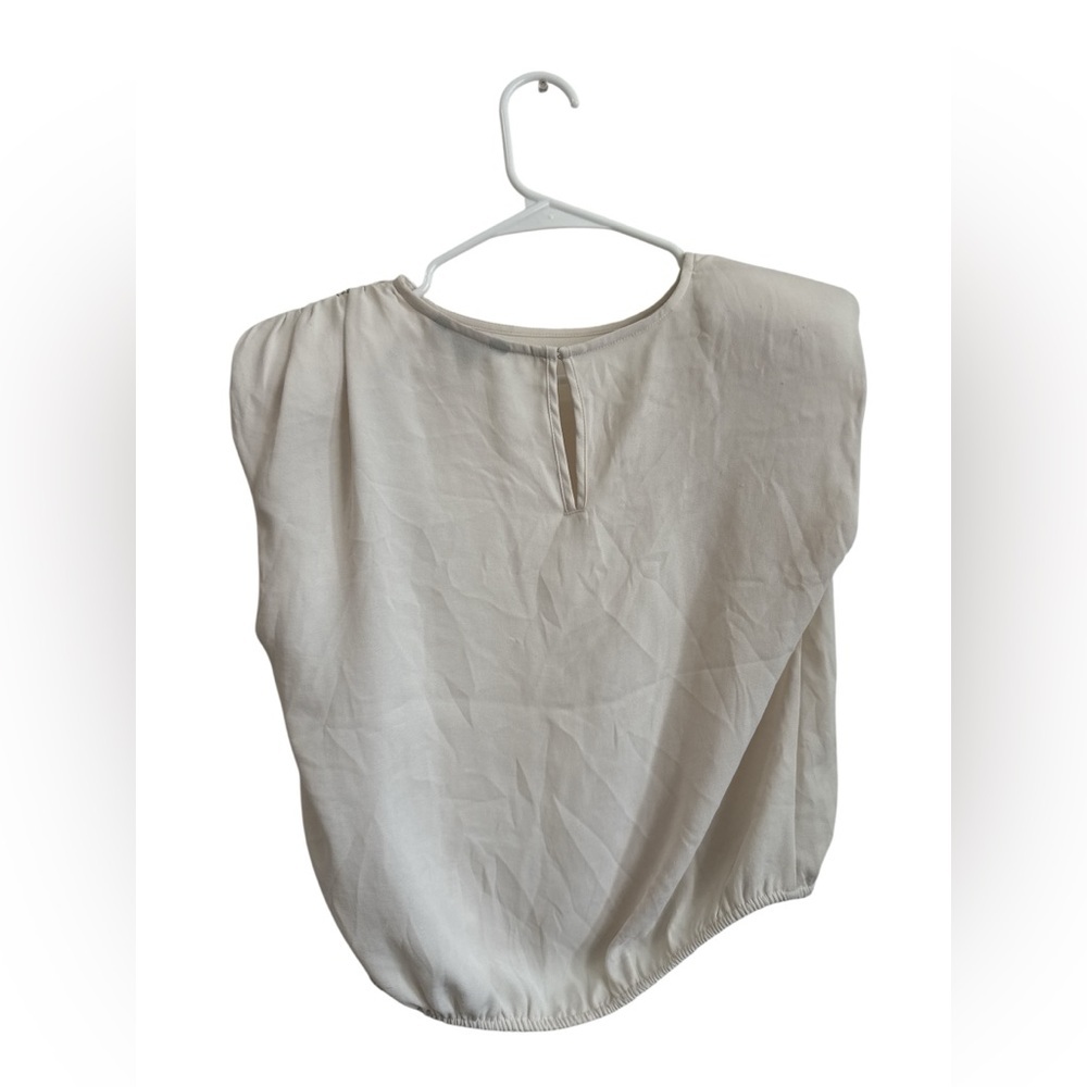 Express Cream Sleeveless Blouse with Shoulder Embellishments - Picture 2 of 6